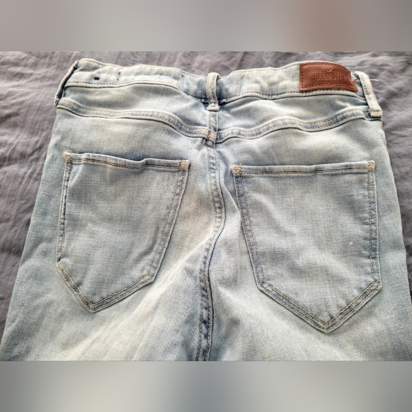 Hollister Destroyed Light Wash Raw Hem High Rise Super Skinny Jeans Sz 28/30 - Picture 8 of 12